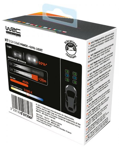 Wrc Coppia lampadine +50% LIGHT H7 55W