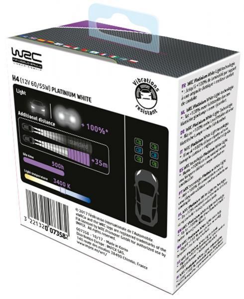 Par de bombillas Wrc Blanco Platino +100% H4 60/55W