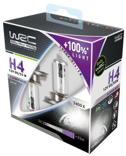 Par de bombillas Wrc Blanco Platino +100% H4 60/55W