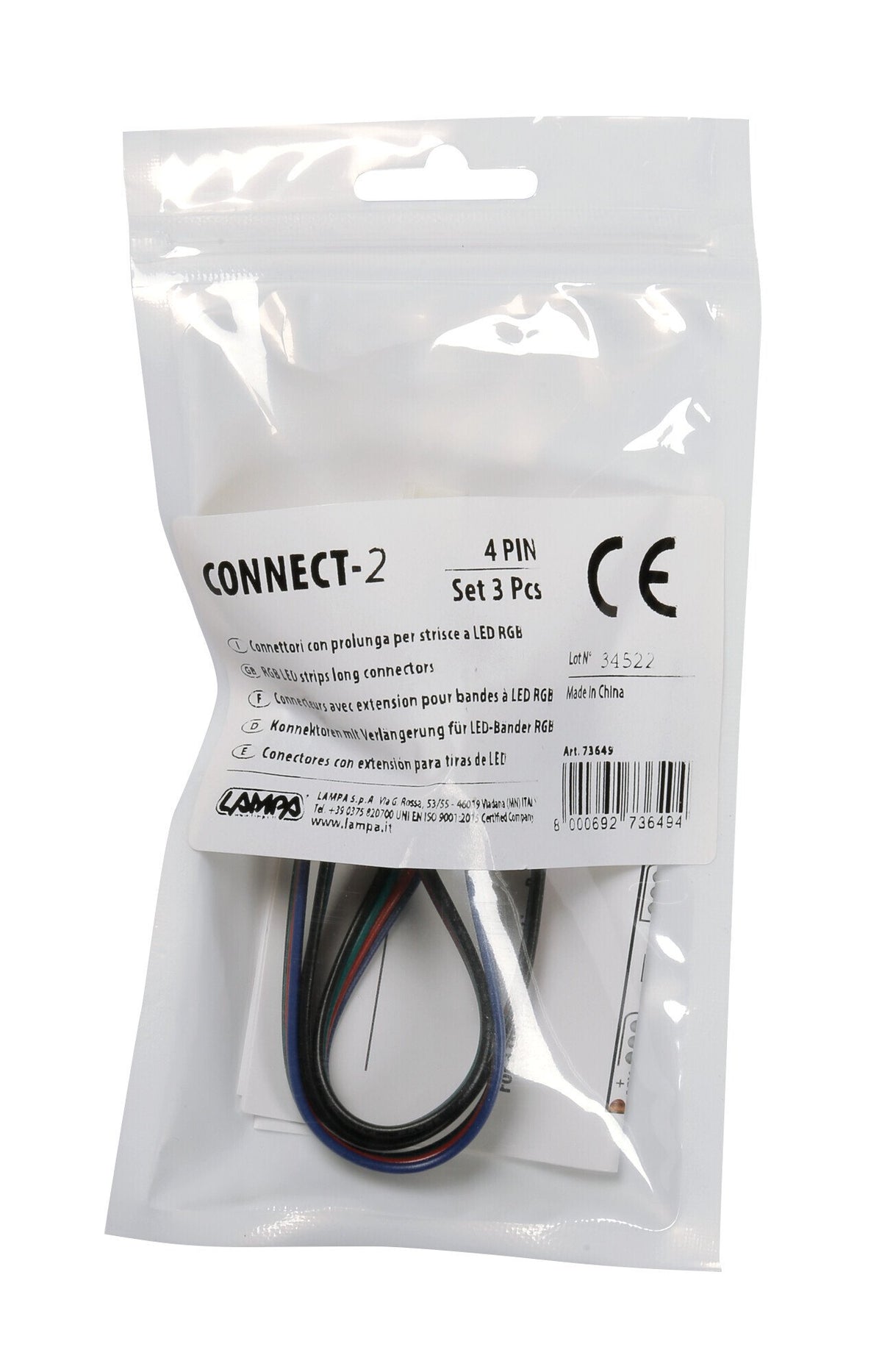 Lampa Connect-2, Connettori con prolunga per strisce a Led RGB, set 3 pz 73649