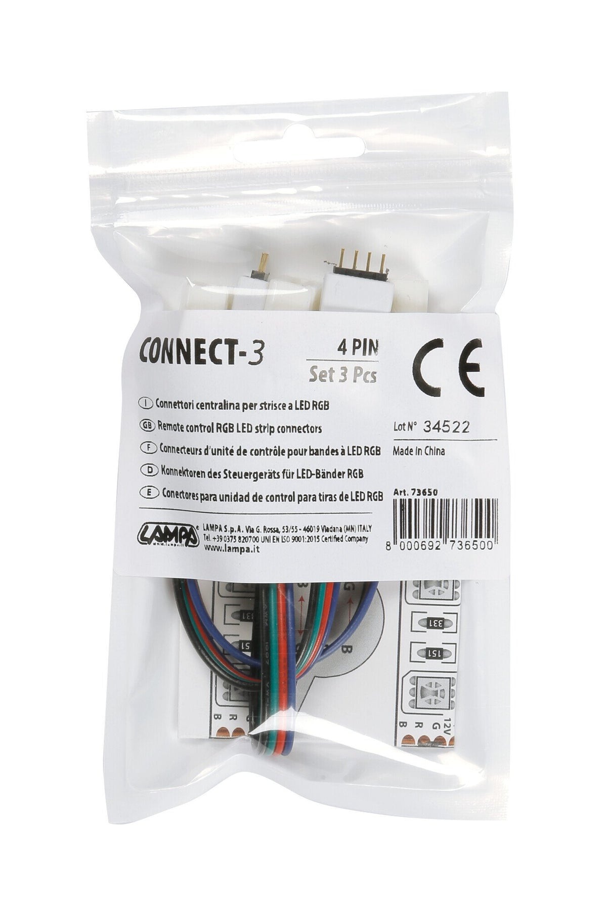 Lampa Connect-3, Connettori centralina per strisce a Led RGB, set 3 pz 73650