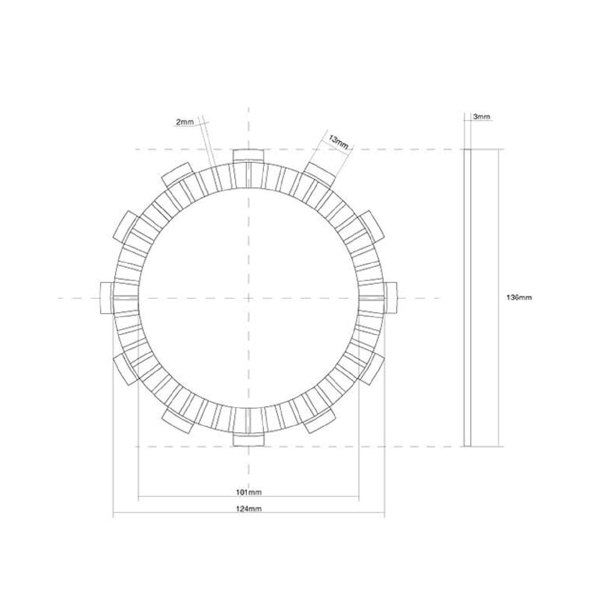 FCC Disco frizione guarnito singolo GAS GAS EC 2T 125 CC 00/13