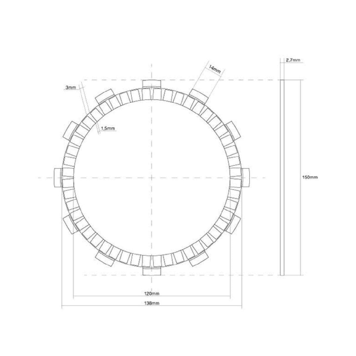 FCC Disco frizione guarnito singolo HONDA CB G Super Sport (K5) 350 CC 73