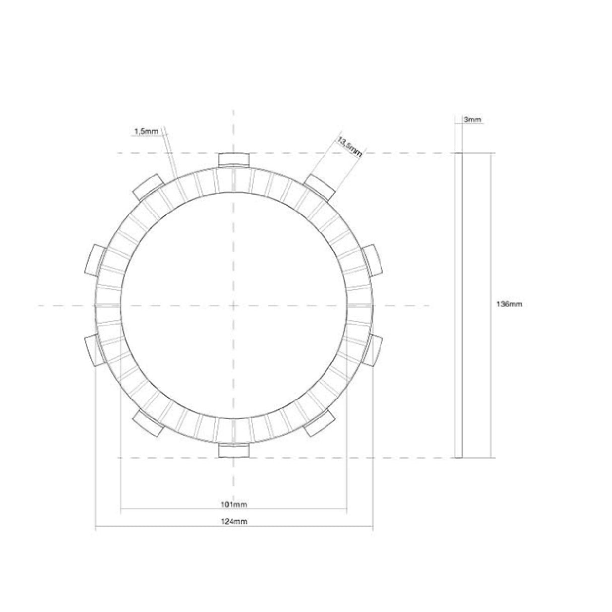 FCC Disco frizione guarnito KAWASAKI BN Eliminator 125 CC 01/07