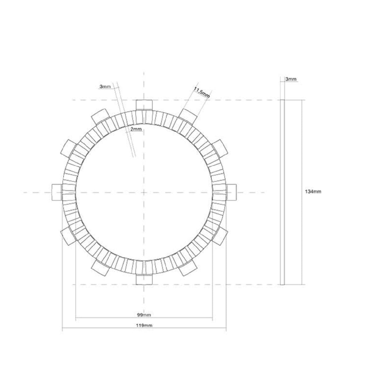 FCC Disco frizione guarnito singolo KAWASAKI KX 125 CC 85/87