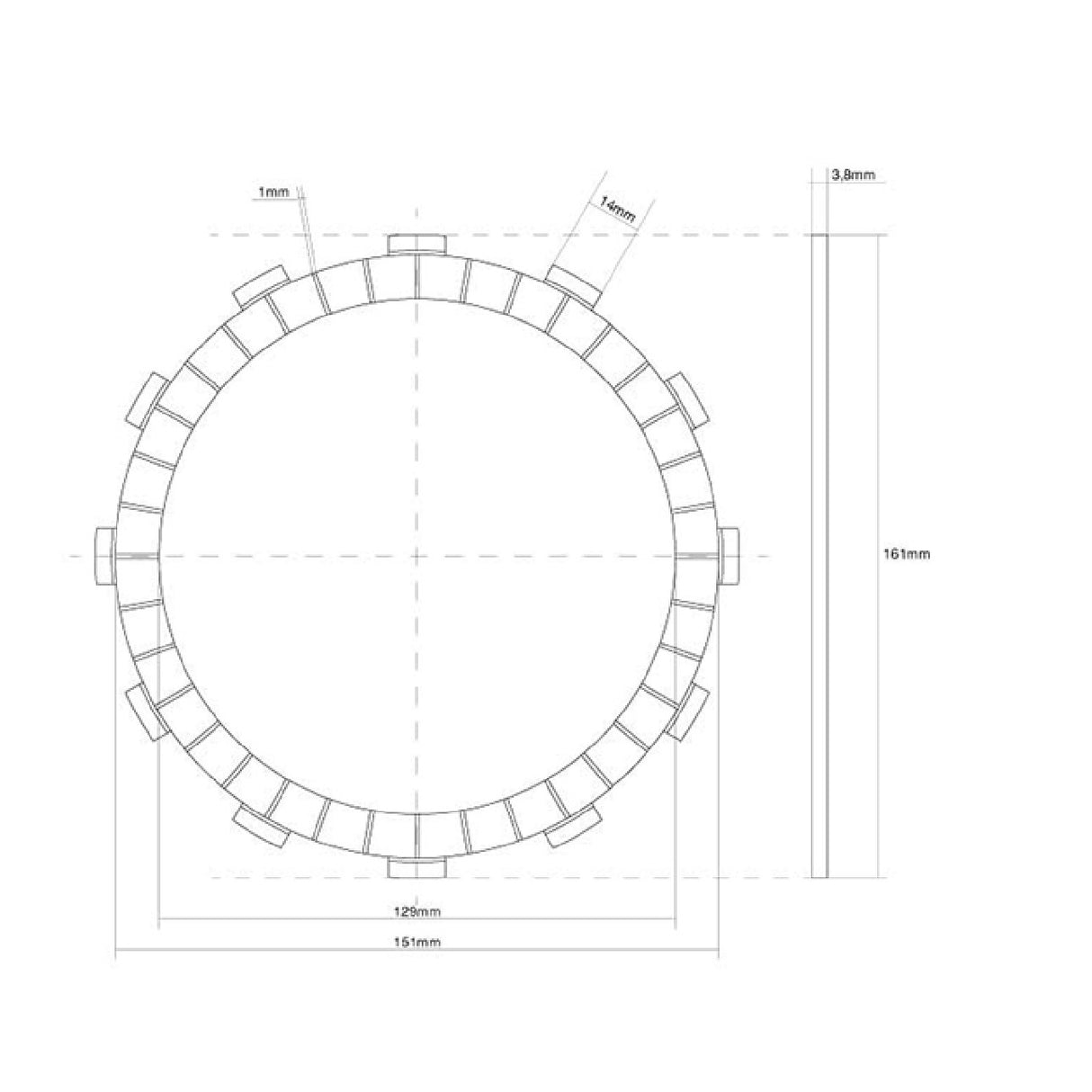 FCC Disco frizione guarnito singolo KAWASAKI CSR (KZ650H1/H2/H3) 650 CC 81/83