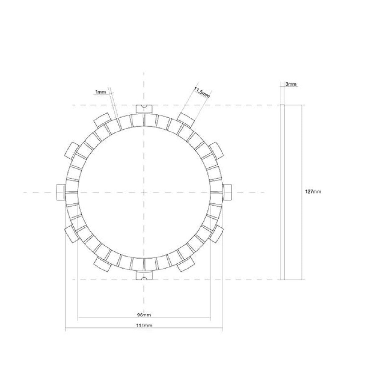 FCC Disco frizione guarnito singolo KAWASAKI KLX 125 CC 03/06