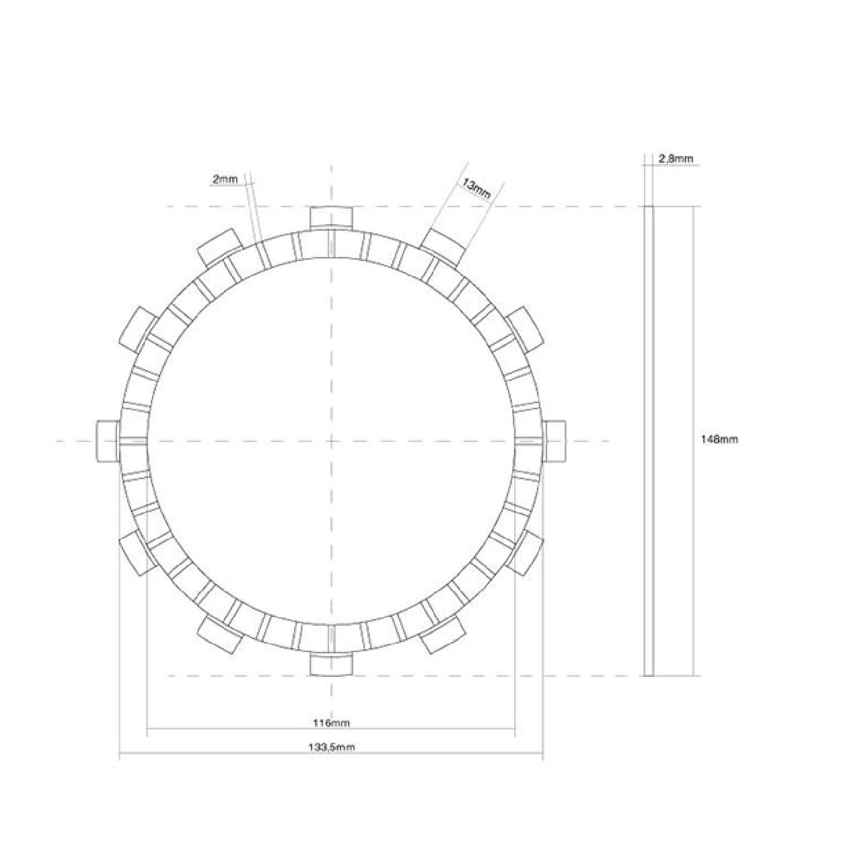 Disco de embrague FCC forrado JAWA CZ Adenium 660 CC 11/13