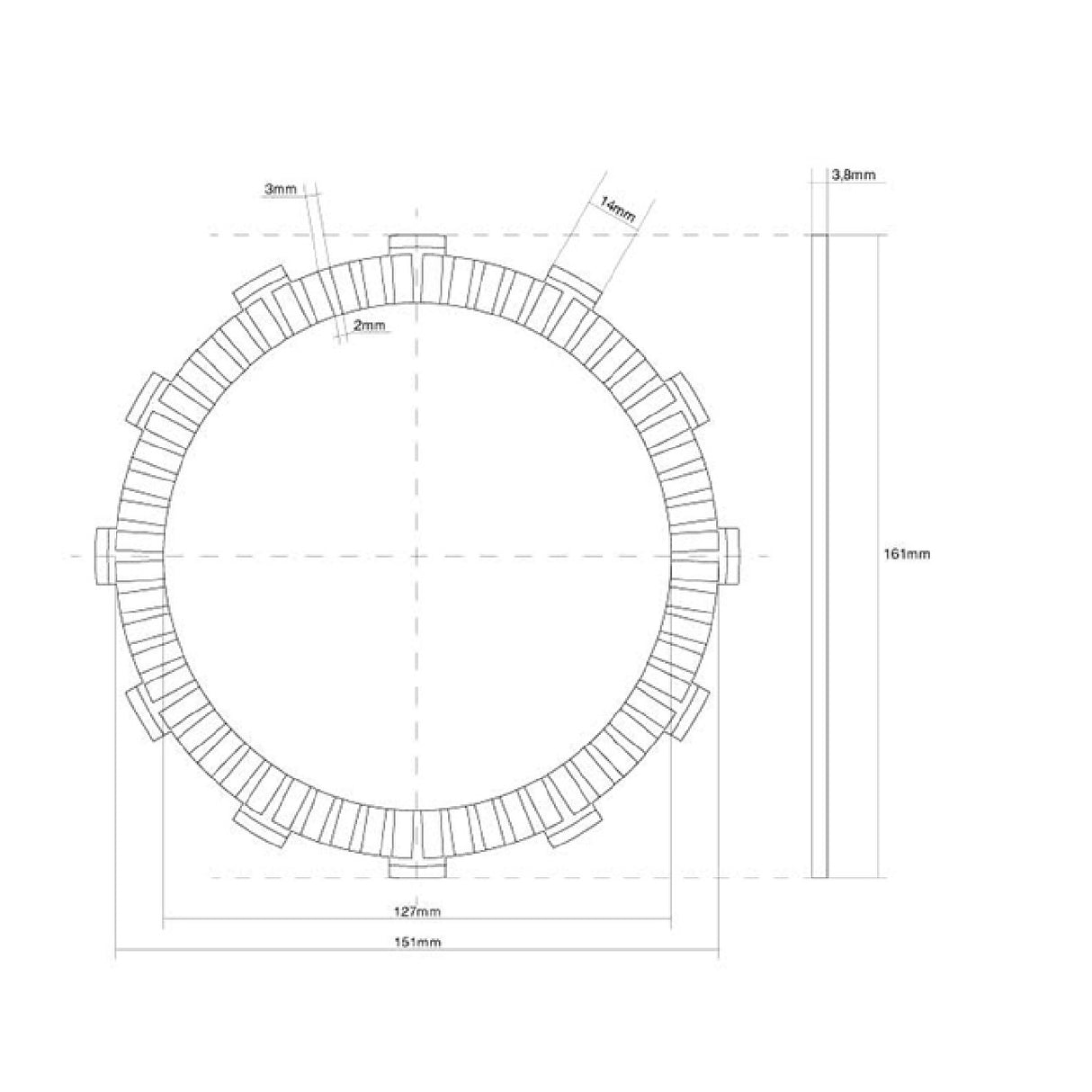 FCC Disco frizione guarnito singolo KAWASAKI KLV (A1H>A2H) (JKBS1122) 1000 04/05