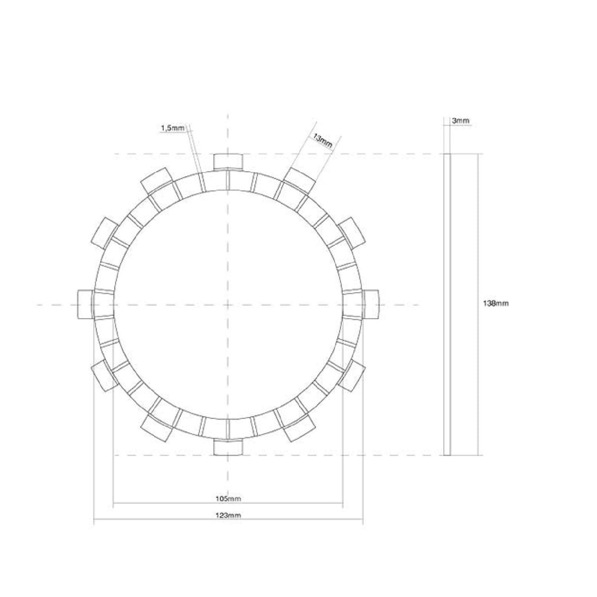 FCC Disco frizione guarnito singolo GAS GAS EC / EC F 4T 250 CC 10/13