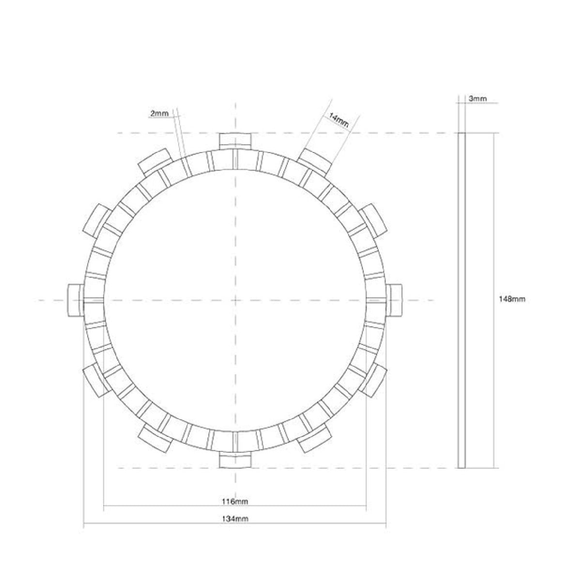 FCC Disco frizione guarnito singolo YAMAHA FZ / FZ Genesis 750 CC 88/90