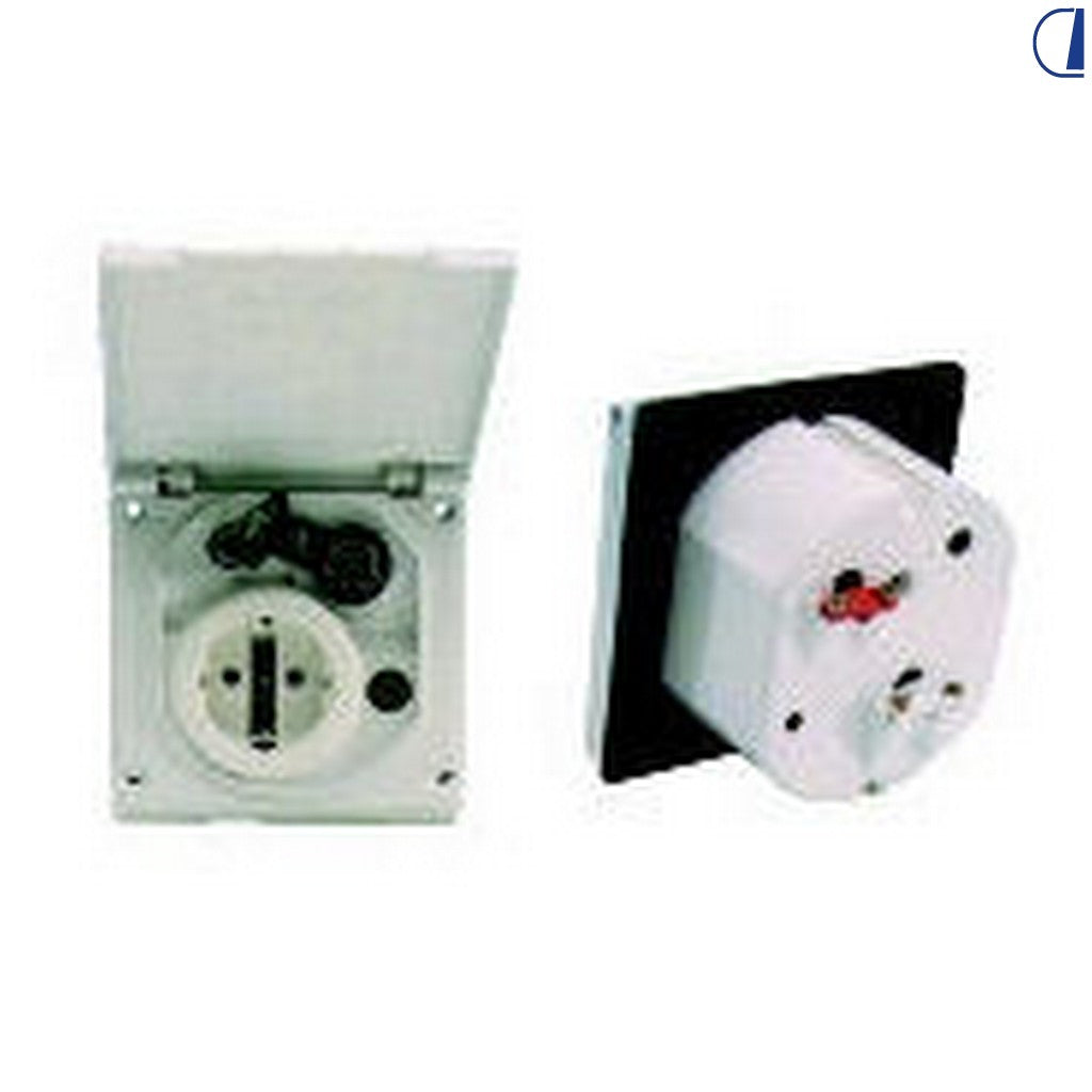 Di-Tec Presa esterna schuko + antenna DTV/SAT + 12V coperchio silver 100x100 mm