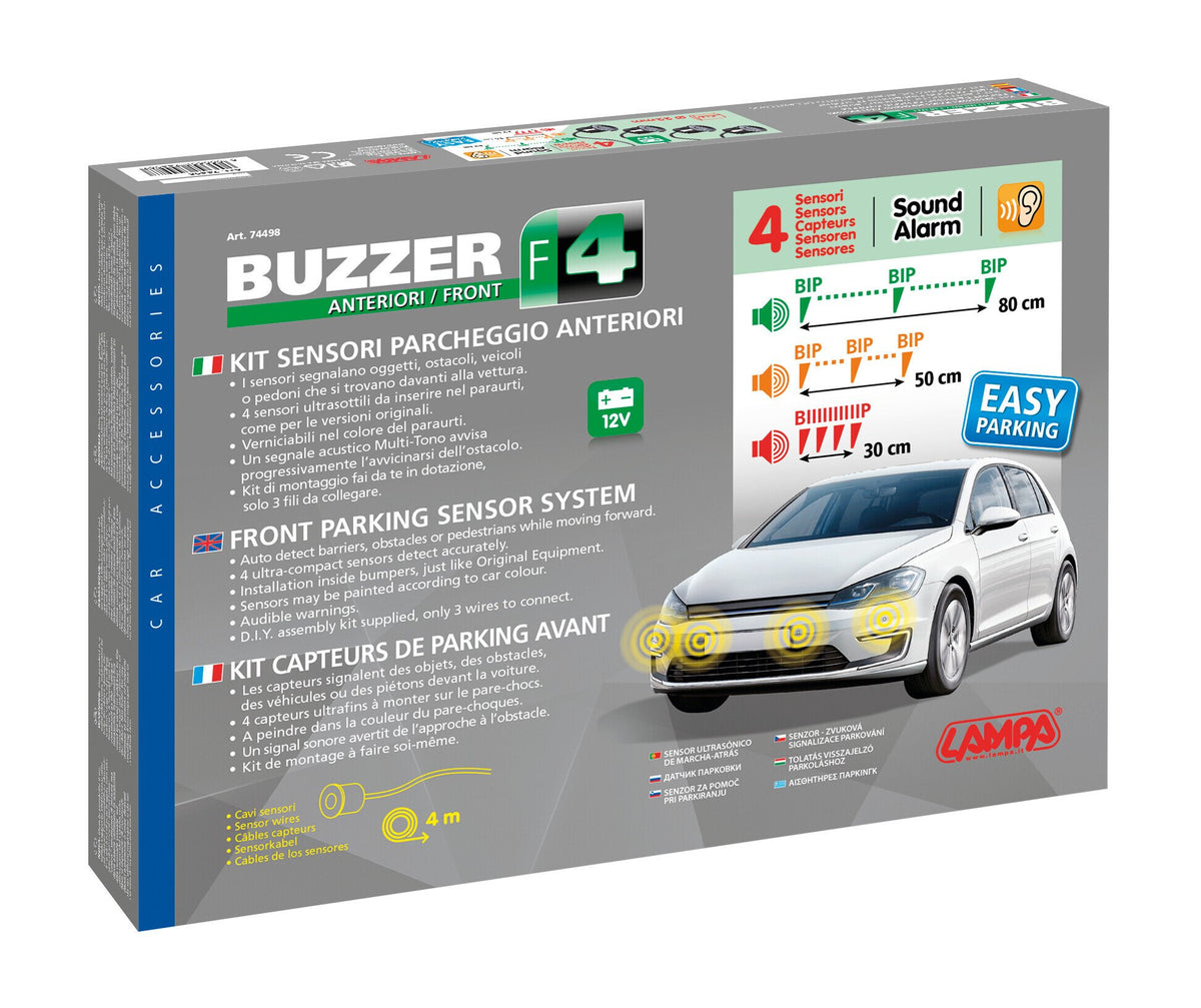 Lampa Buzzer F4, kit 4 sensori parcheggio anteriori, 12V 74498
