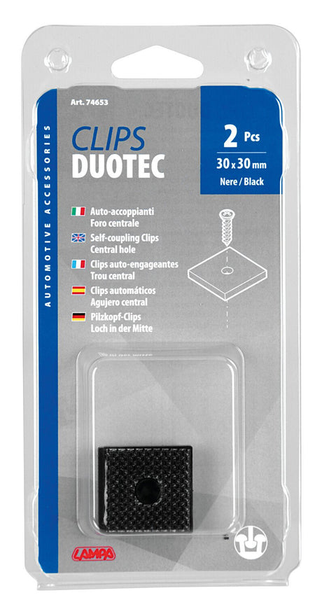 Lampa Clips Duotec auto-accoppianti, foro centrale, set 2 pz - 30x30 mm 74653
