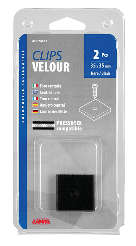Lampa Clips Velour, foro centrale, set 2 pz - 35x35 mm 74655