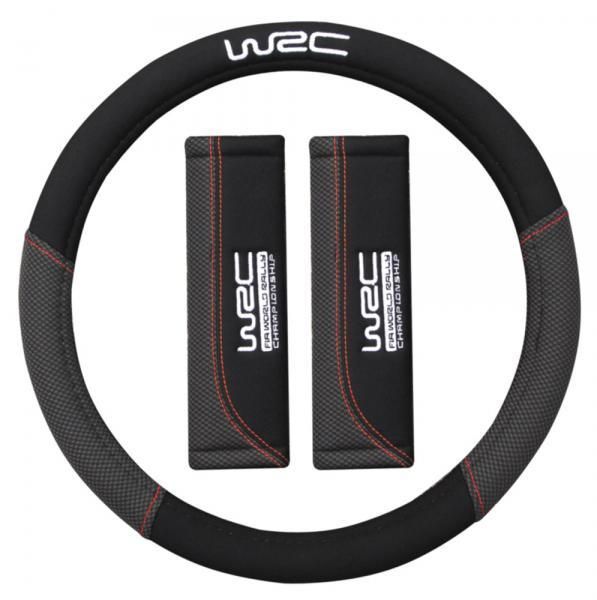 Funda de volante WRC + 2 almohadillas para cinturón de seguridad Rally Line
