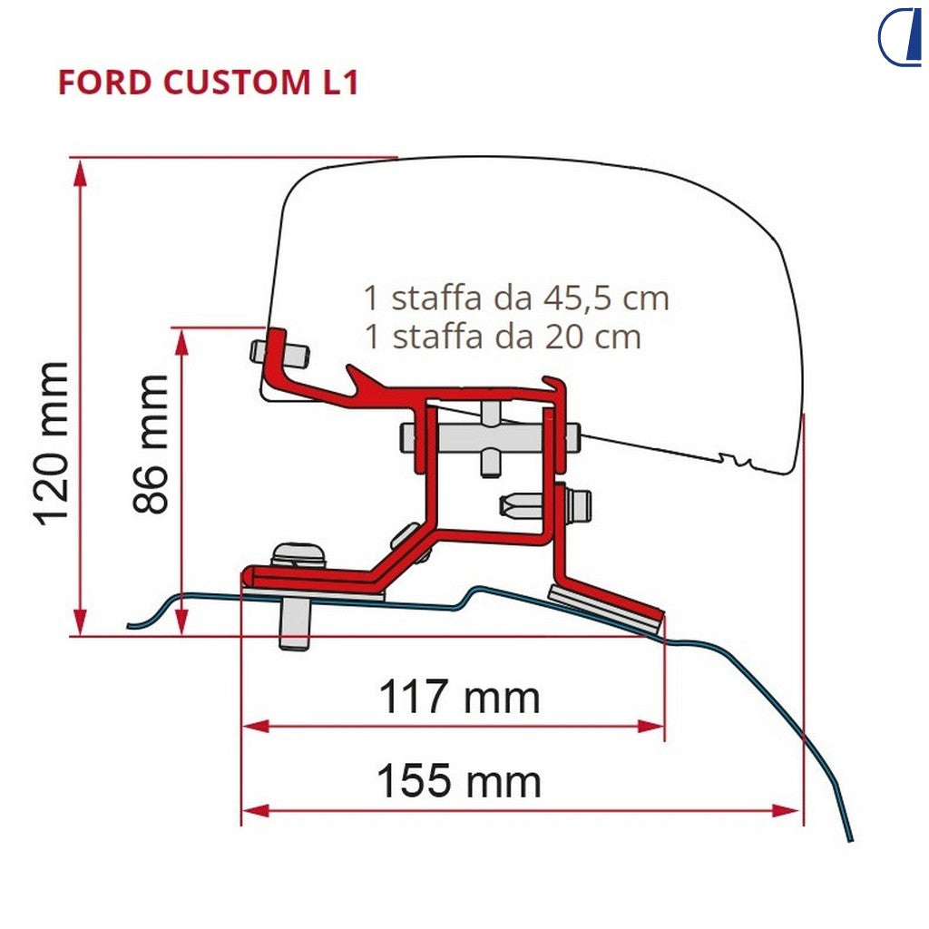 Fiamma Kit adattatore tendalino F40 per Ford Custom L1