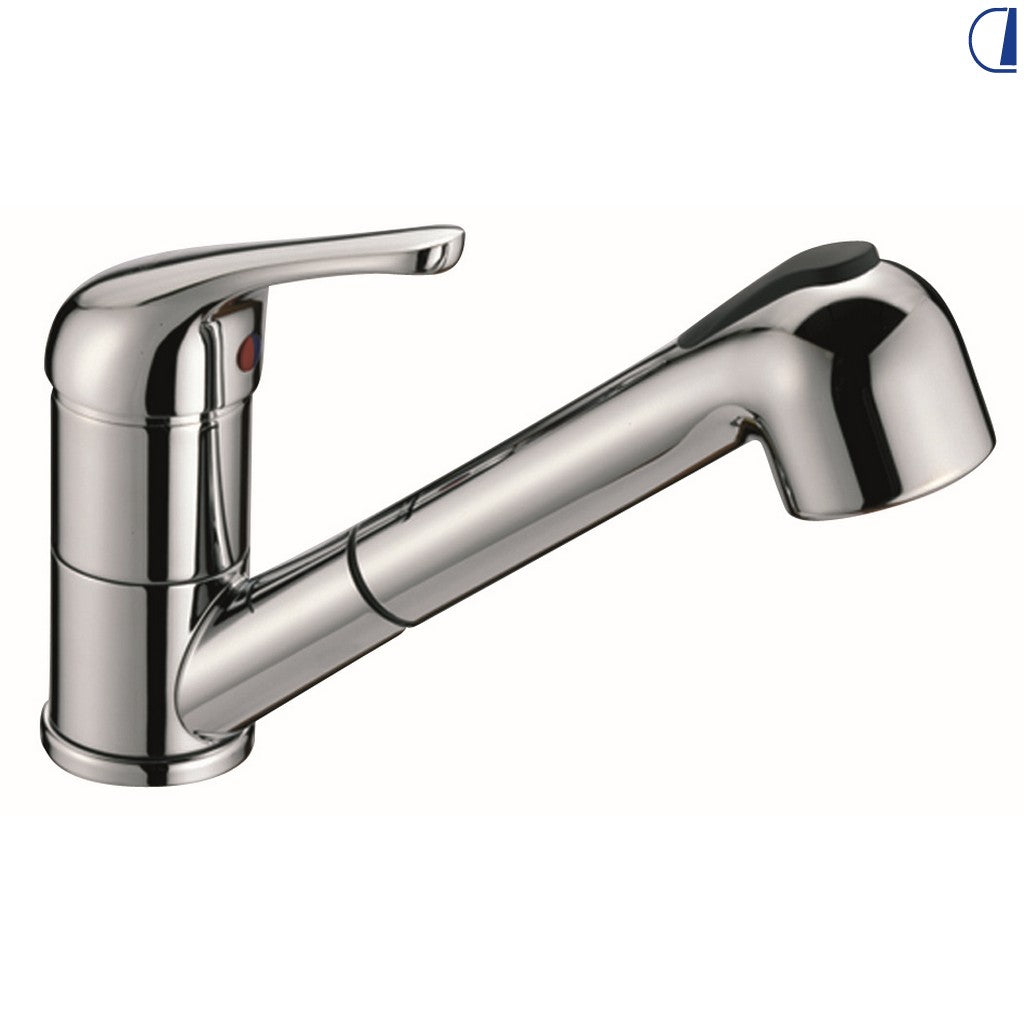 Di-Tec Miscelatore monoleva cromato con canna estraibile, flessibili JG 12 mm
