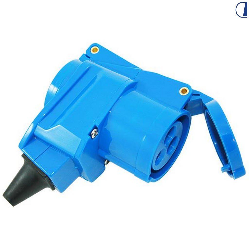 Di-Tec Adattatore angolare CEE/Schuko 220-240V 16A per camper e roulotte