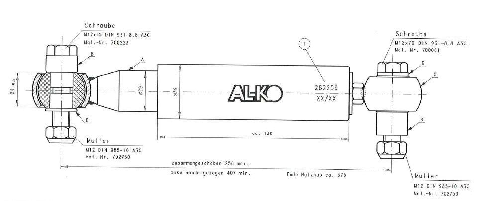 Ammortizzatore universale Octagon nero AL-KO 1500/3000 Kg