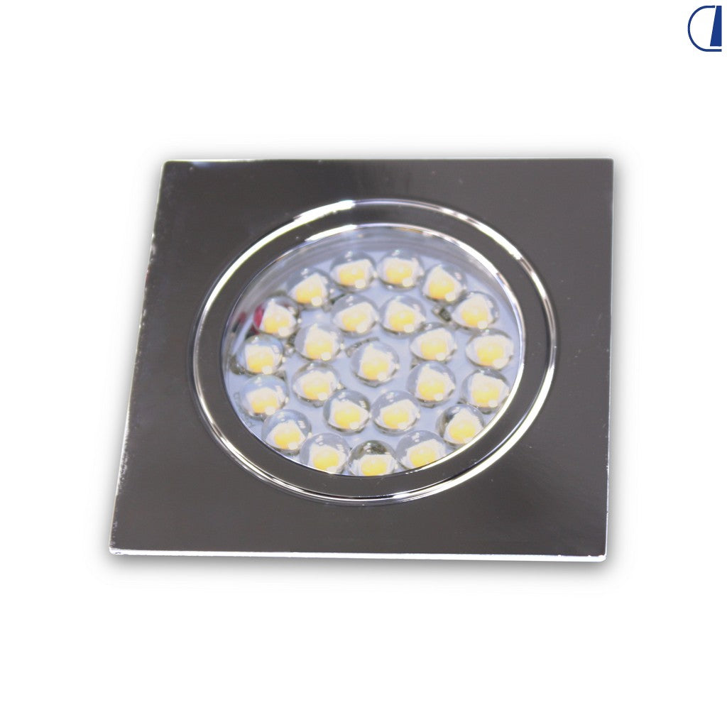 Faretto da incasso LED quadrato in metallo lente trasparente foro Ø 52 mm