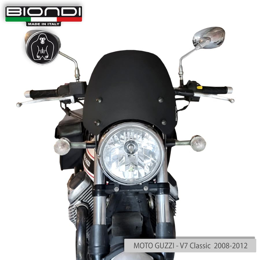 Biondi Cupolino Sport Nero Satinato con Kit Montaggio - Moto Guzzi V7 / Triumph Bonneville / Yamaha XSR / Benelli Imperiale