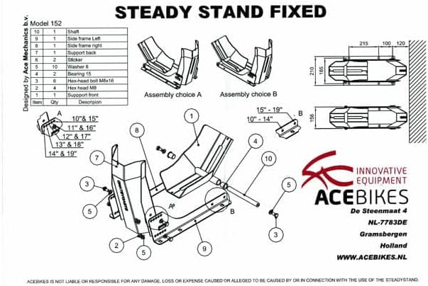 Soporte fijo para ruedas de motocicleta Steadystand Acebikes