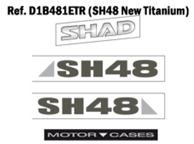 Juego de pegatinas para maleta superior Shad SH48, gris oscuro, D1B481ETR
