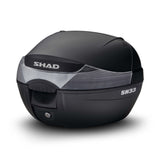 Baúl superior Shad SH33 con respaldo para motos y scooters, negro, D0B33200