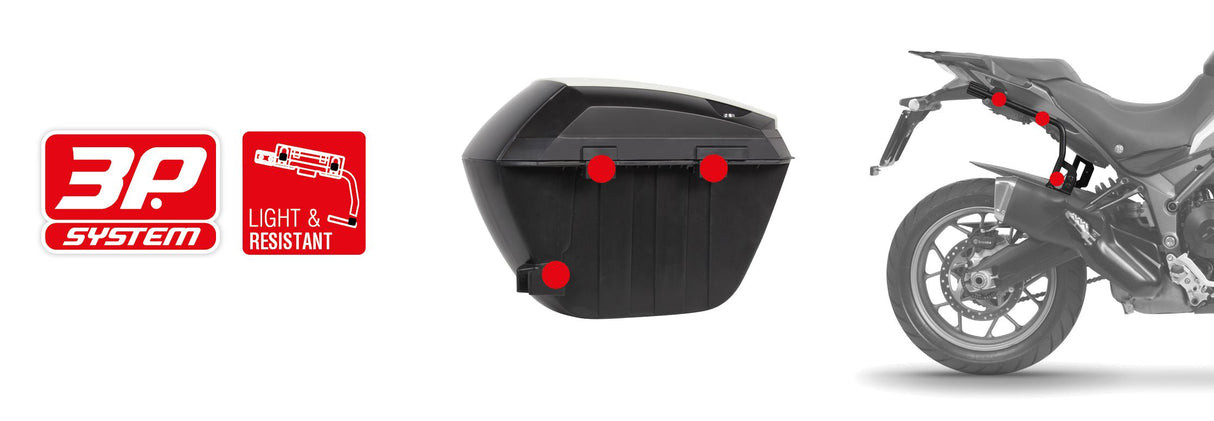 Par de maletas laterales para motocicleta Shad SH23, color negro D0B23100 
