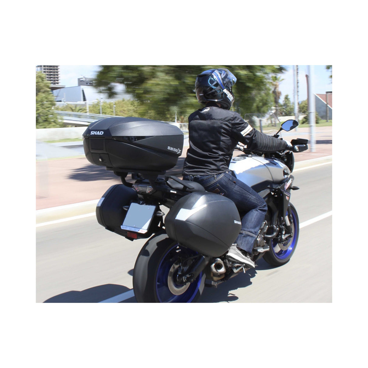 Baúl superior expandible para motocicleta Shad SH58X Conver en carbono D0B58206