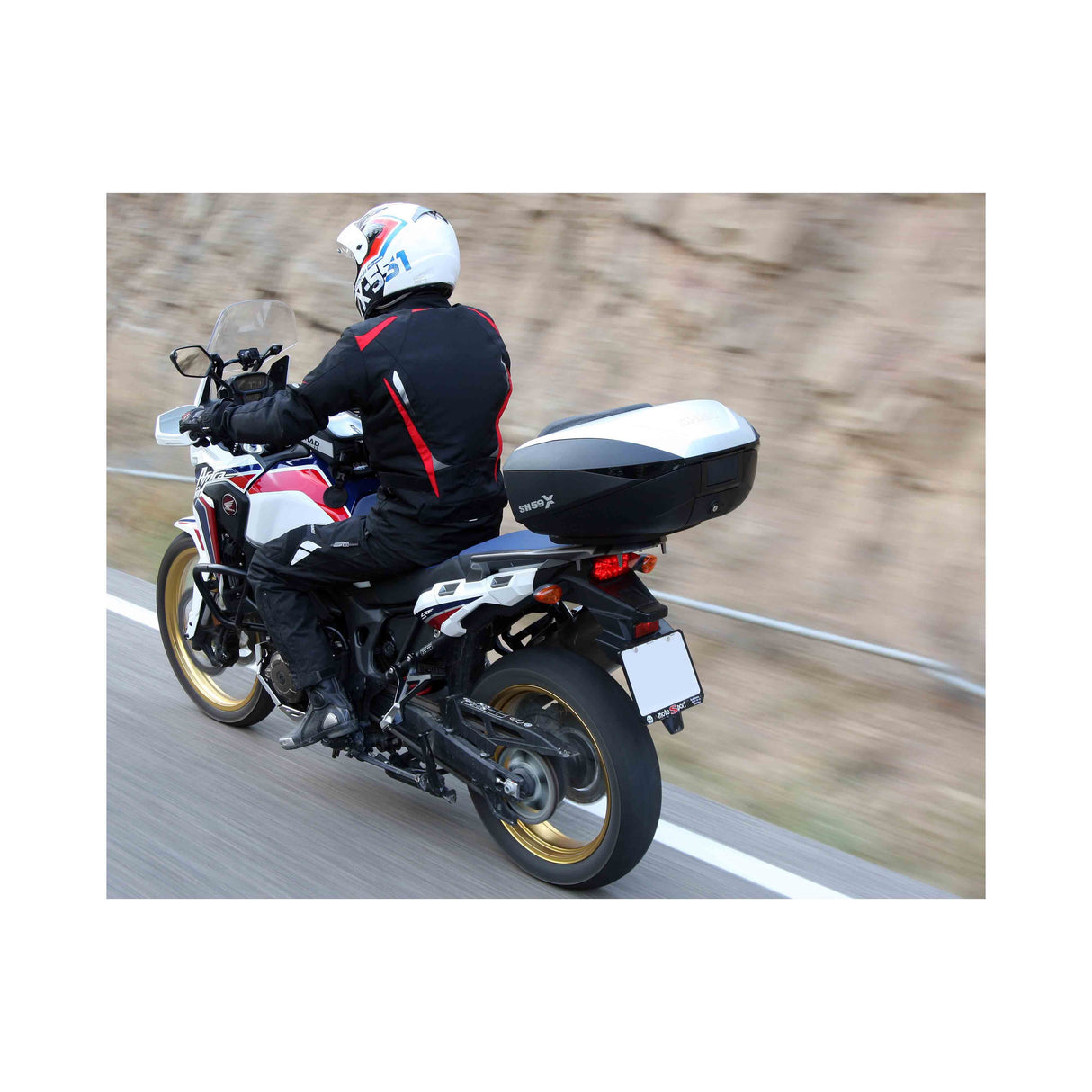 Baúl superior expandible para motocicleta Shad SH59X con cubierta de aluminio D0B59200
