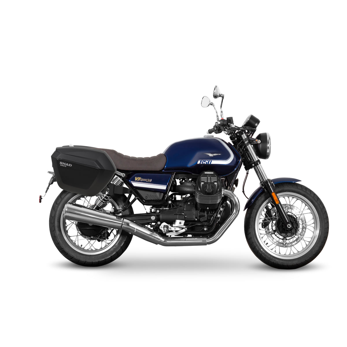 Kit de maletas laterales SHAD SH38X negras + marco del sistema 3P Moto Guzzi V7 Stone/Stone Corsa 23>