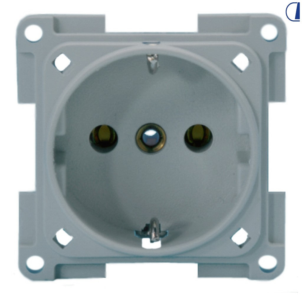 Presa Schuko quadrata grigio chiaro per camper