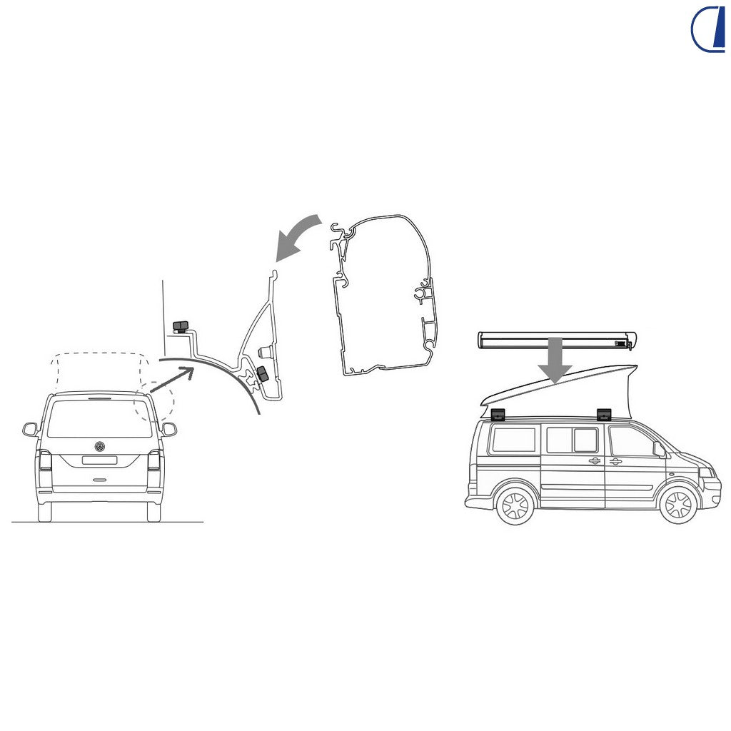 Fiamma Tenda F45s 260 cm nera per VW T5/T6/T6.1 California, staffe incluse