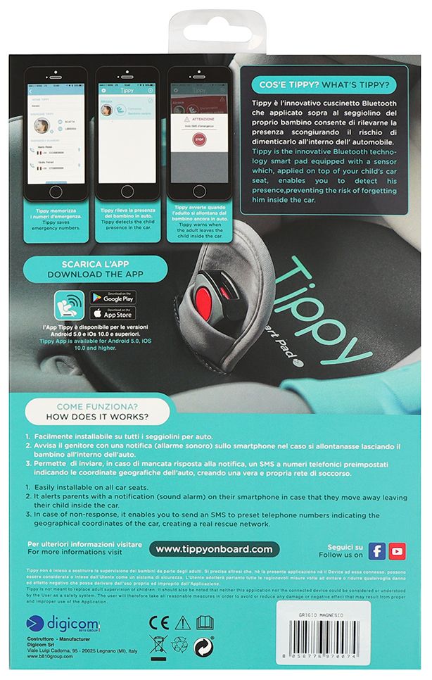 Digicom Tippy cuscino antiabbandono bimbi in auto