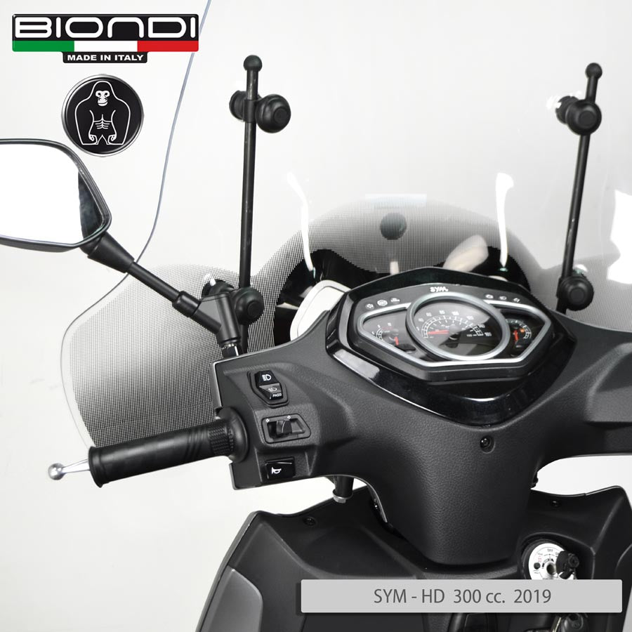 Biondi Parabrezza Mod. Z SYM HD 300 2019-2020 Trasparente con Attacchi