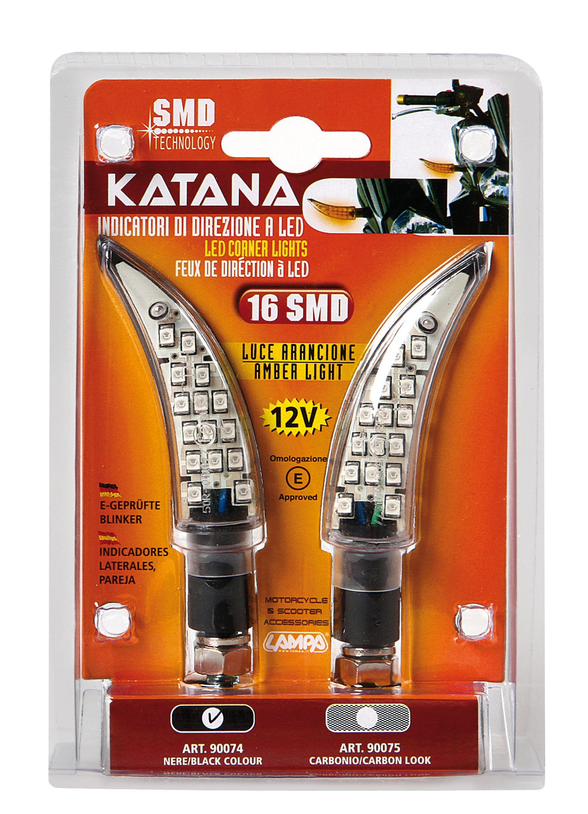 Katana, LED turn signals - 12V LED - Black