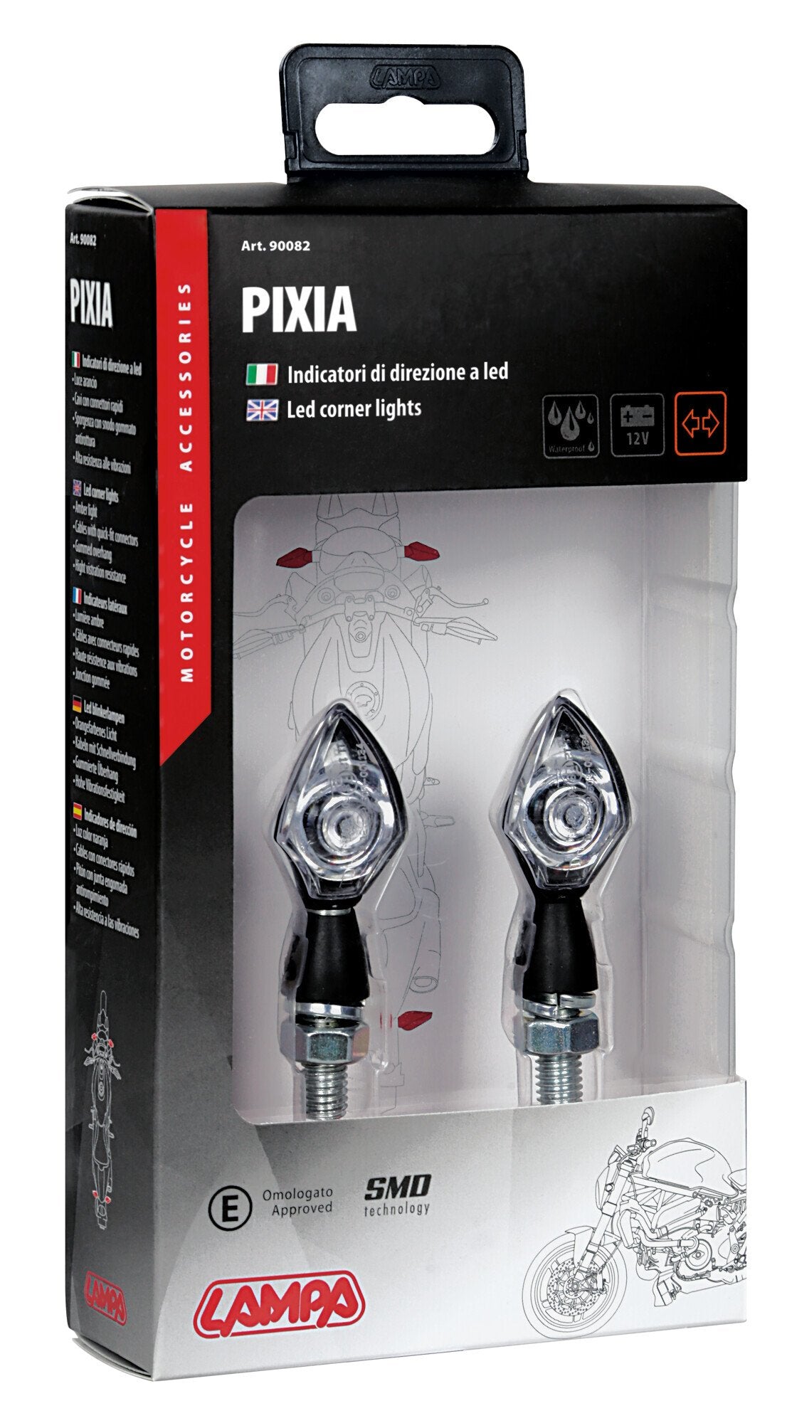 Lampa Pixia, indicatori di direzione a Led - 12V LED - Nero 90082