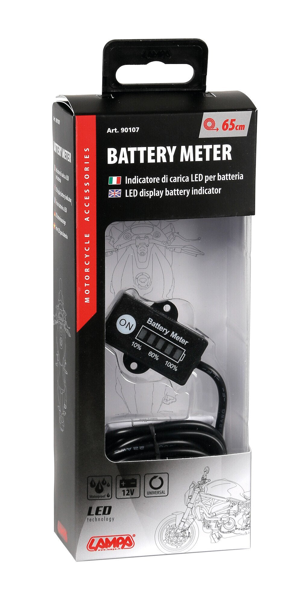 Lampa Indicatore di carica a Led per batteria, 12/24V 90107