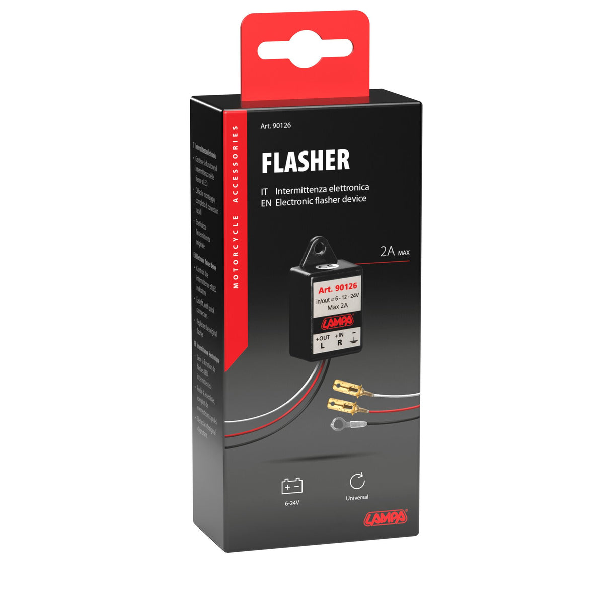 Lampa Flasher, intermittenza elettronica - 6/12/24V - 2A 90126