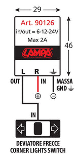Lampa Flasher, intermittenza elettronica - 6/12/24V - 2A 90126