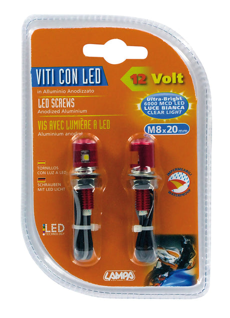Lampa Set 2 viti con Led a luce bianca - Rosso 90173