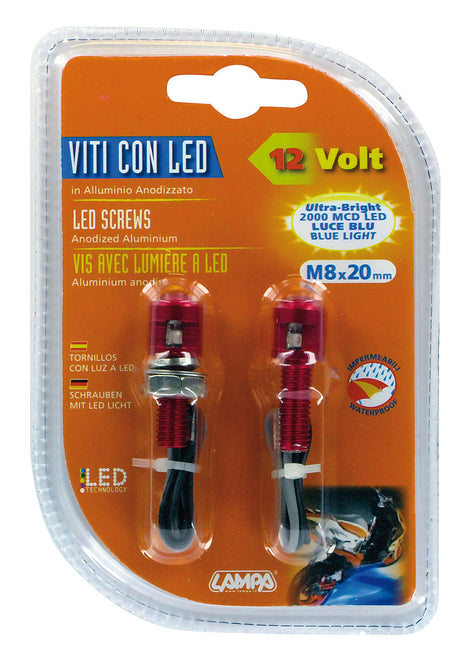 Lampa Set 2 viti con Led a luce blu - Rosso 90178