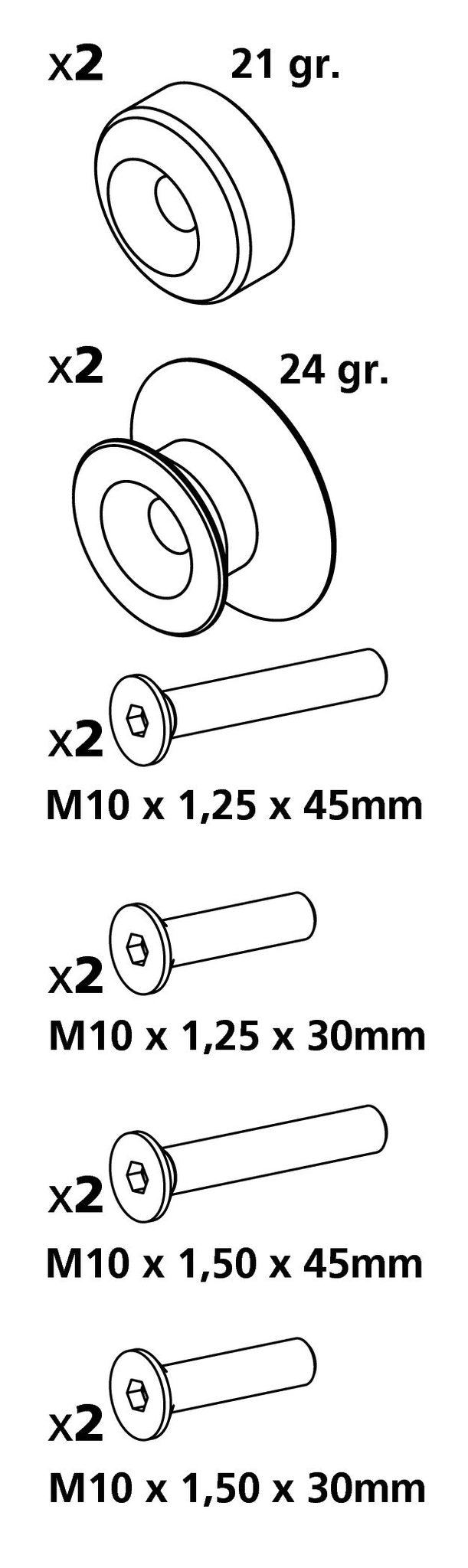 Lampa Kit Supporti Cavalletto per Forcellone Filettato 10 mm - Alluminio
