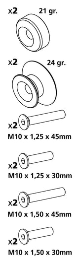 Lampa Kit Supporti Cavalletto per Forcellone Filettato 10 mm - Alluminio