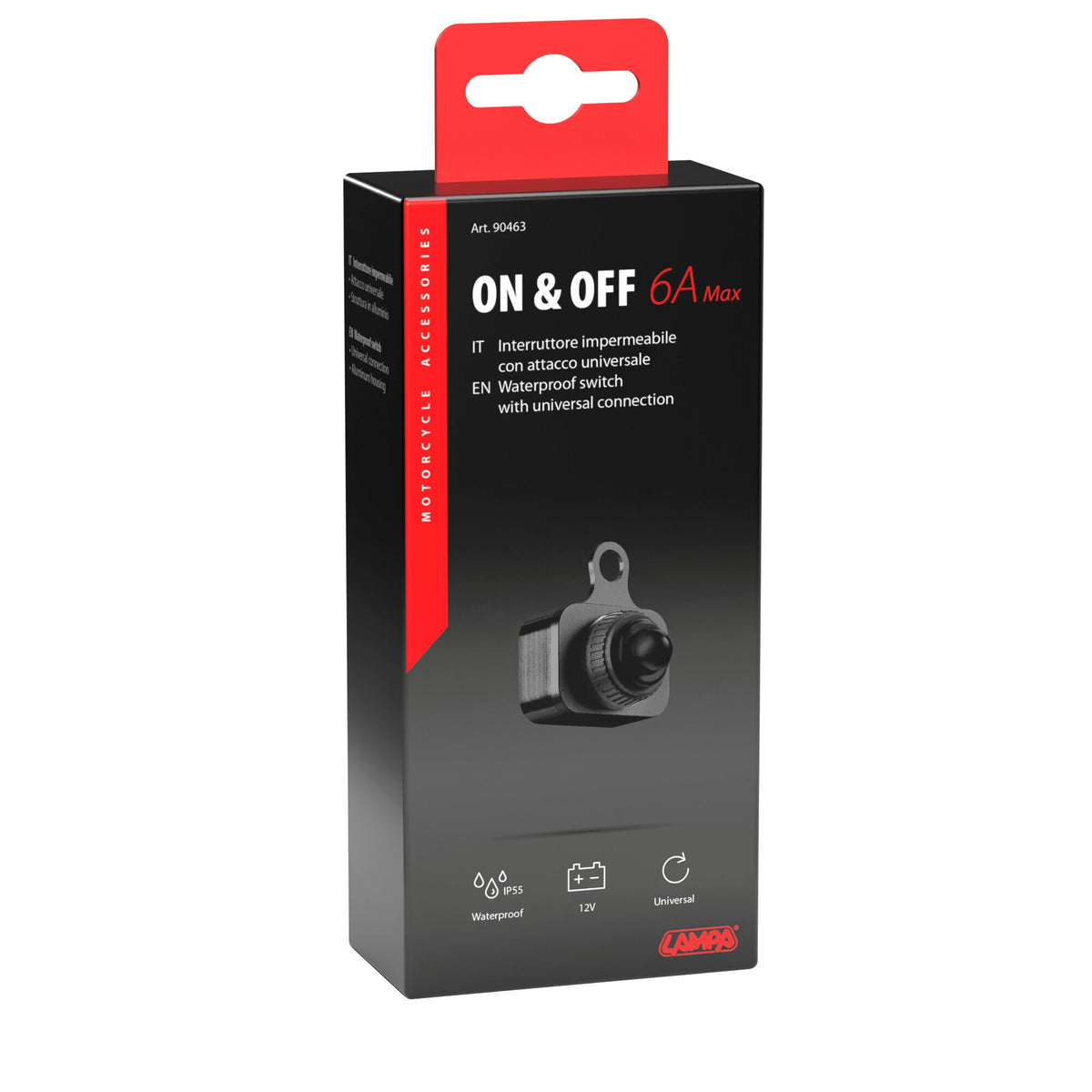 Lampa On & Off Interruttore Impermeabile 12V - Nero