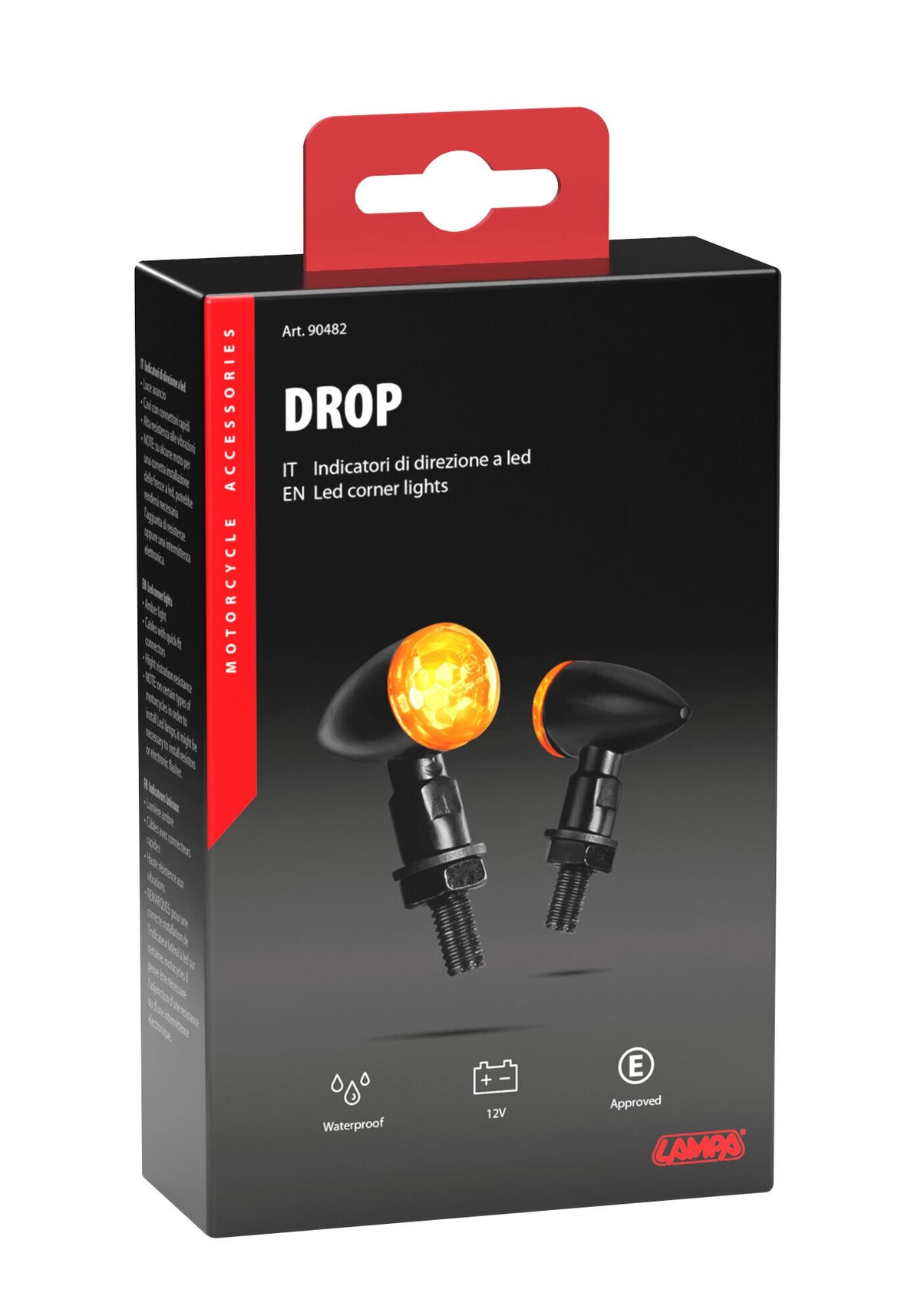 Lampa Drop Indicatori Direzione a LED per Moto - Nero