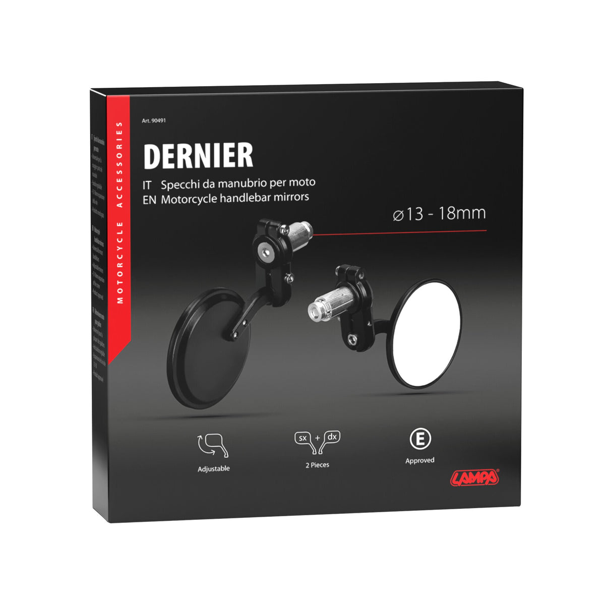 Lampa Dernier Coppia Specchi Retrovisori Moto - Nero