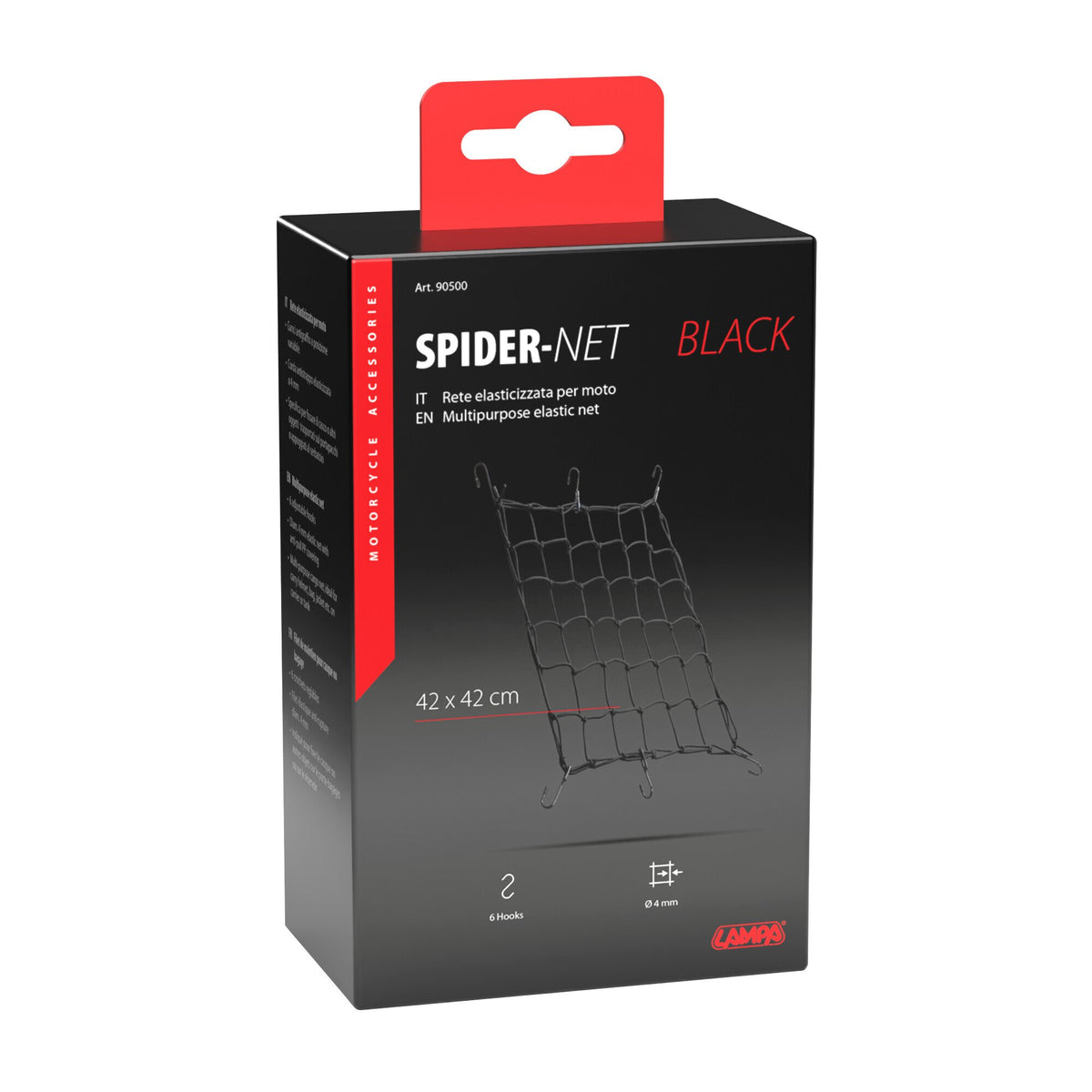 Lampa Spider Rete Elastica Portapacchi Moto 42x42 cm - Nero